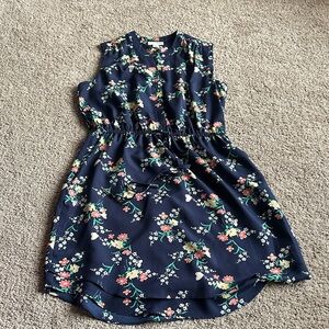 Maison Jules beautiful spring Navy Floral Sleeveless Drawstring Mini Dress Easte
